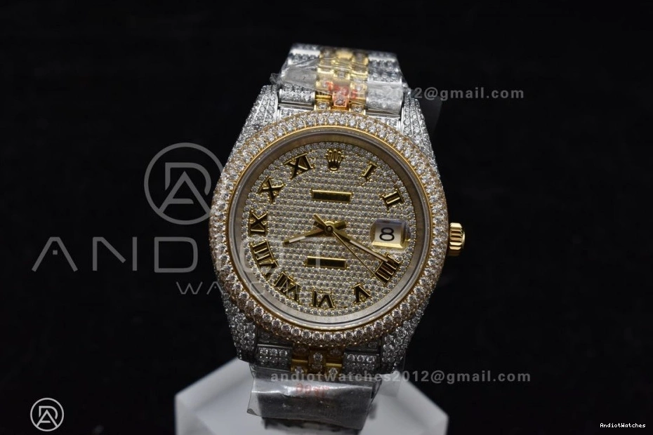 Gold Dial DateJust Tone 2 1196 Best Roman 41mm TWD Flexible Diamond Yellow Version 0727